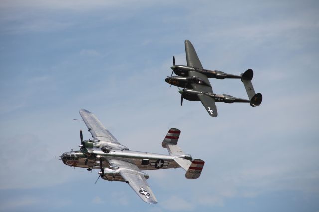 43-0734 — - B-25 and P-38 flying in formation at Duluth Airshow 2010