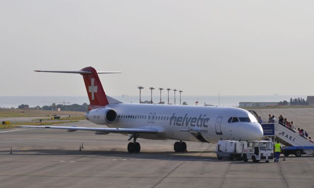 Fokker 100 (HB-JVE) - Helvetic Fokker F100 HB-JVE Bording at Bari Airport