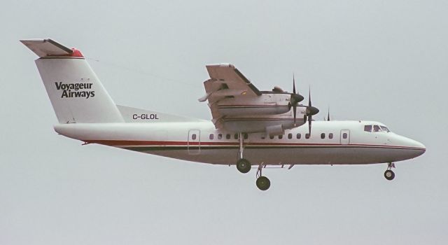 De Havilland Canada Dash 7 (C-GLOL) - A couple of years ago I found about 25 rolls of undeveloped Kodak film in a drawer which was at least 10 years old. In most cases, the film had degraded so much the images were too far gone to recover. Amongst the faded ones were a couple I was able to bring to life in Lightroom. No pixel peeping here folks, these are film shots which I've had to over sharpen etc. But, they are all I have left from my early spotting days at YYZ.