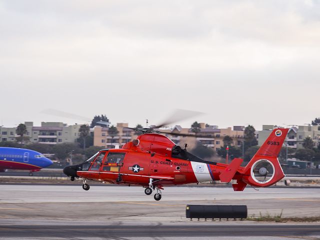 VOUGHT SA-366 Panther 800 (N6583) - Morning Patrol- This HH-65C US Coast Guard helicopter is leaving at dawn from its station at LAX, Los Angeles, California USA