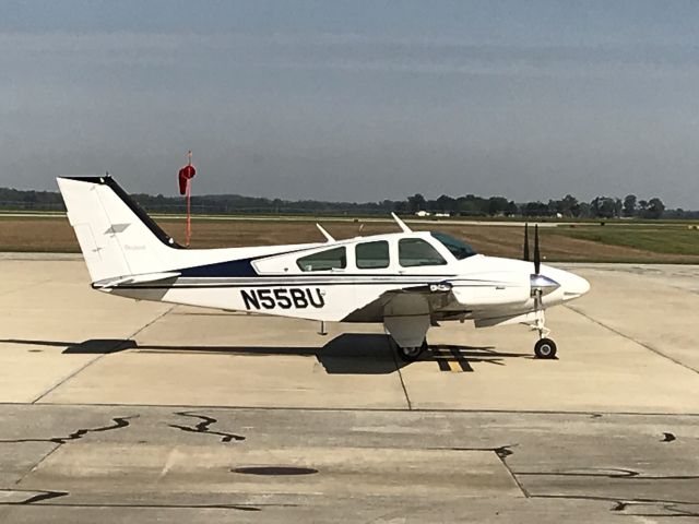 Beechcraft 55 Baron (N55BU) - Great Indiana airport restaurant ideal spot for x-c flights.