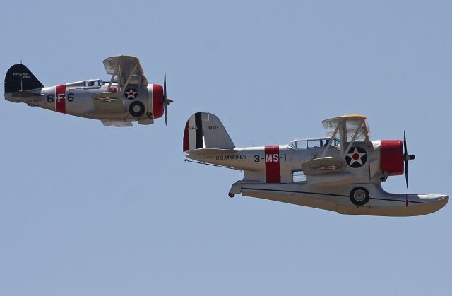 Grumman G-32 Replica (N20FG) - The Grumman F3F-2 (N20FG) and Grumman J2F - Duck (NL5SF) at the Chino Airshow in California, USA.