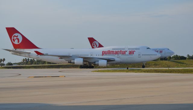 Boeing 747-400 (EC-KQC) - Pullmantur Air Diverted en-route to Miami due to VIP Movement at Destination, sister Aircraft ECKSM in the Background is taxing for Take off to Miami Eventually could not land due to Unknown reason as at this time