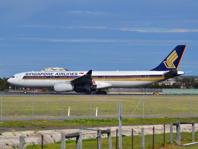 Airbus A330-300 (9V-STO) - On taxi-way heading for take off on runway 05, for flight home to Singapore. Thursday, 12th July 2012.