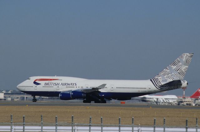 Boeing 747-400 (G-CIVM) - Departure at Narita Intl Airport Rwy34L on 1998/02/09 " Nami Tsuru c/s "