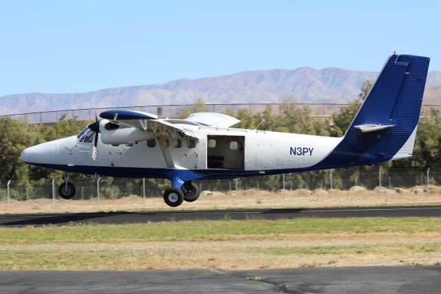 De Havilland Canada Twin Otter (N3PY) - Twin Otter dropping in! Bermuda Dunes, CA