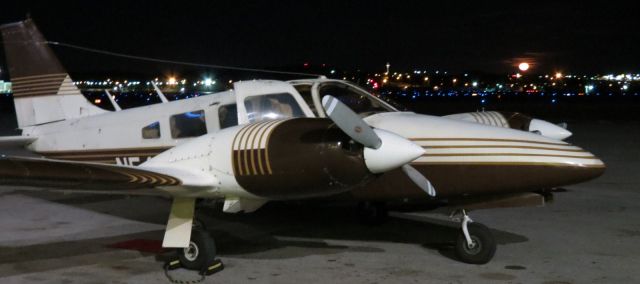 Piper Seneca (N5423F) - On the ramp with the Full Moon rising. Moonlight Sonata playing in the background