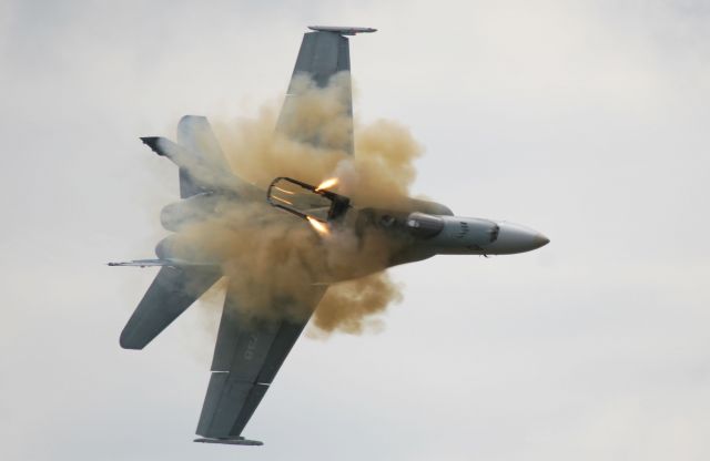 McDonnell Douglas FA-18 Hornet (18-8738) - Canopy Release during ejection. I believe this is the first time this has been photographed with the rockets lit 