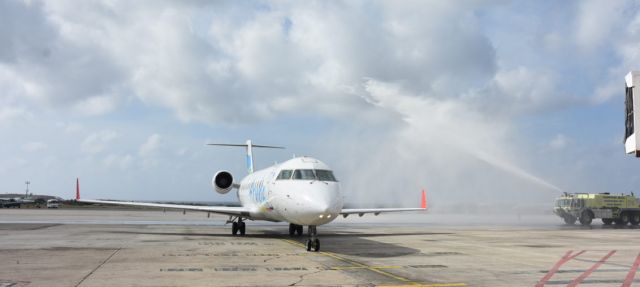 Canadair Regional Jet CRJ-200 (C-FXLH) - Aruba Airlines maiden flight from Aruba to Curacao.