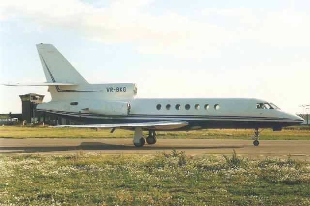 Dassault Falcon 50 (VR-BKG) - Taxiing to the ramp in Jul-96.br /br /Reregistered VP-BKG 1-Jul-97,br /exported to USA 29-Apr-98 as N526CC,br /then reregistered N844NX 25-Feb-04,br /then N1CG 30-Aug-08,br /then N50SQ 20-Jun-16.