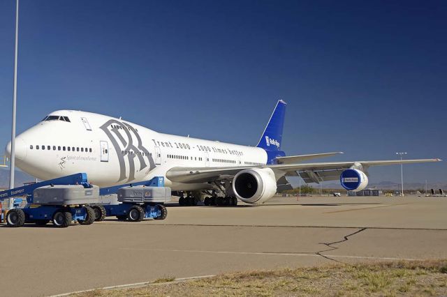 Boeing 747-200 (N787RR) - Rolls Royce Boeing 747-267B Trent Engine Testbed N787RR at Tucson International Airport on March 4, 2018.