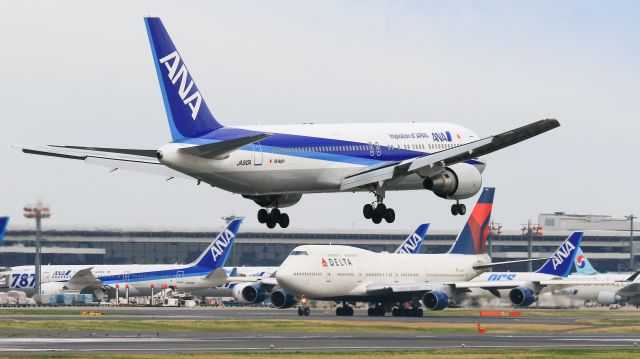 BOEING 767-300 (JA610A) - I photographed it in a Narita Sakuranoyama Park.br /All Nippon Airways / Boeing 767-381/ERbr /Apr.09.2016 Narita International Airport [NRT/RJAA] JAPAN