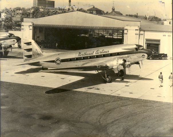 Douglas DC-3 — - Northeast Airlines DC-3 around 1939 - unknown location, probably Newark or Boston.