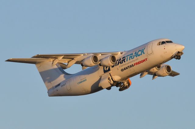 British Aerospace BAe-146-300 (VH-NJF) - Only flying on weekdays, and not on public holidays, normally 4 overnight  freight services depart Adelaide. This was the second on this evening, Jan 6, 2020.