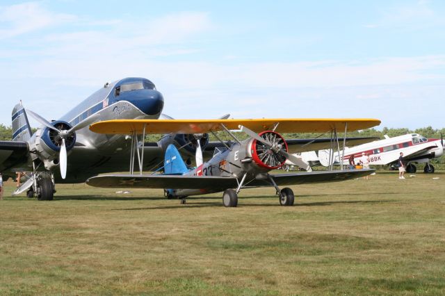 Douglas DC-3 (N922CA) - DC3 and Bi-Plane at Cape Cod Airfield Fly in