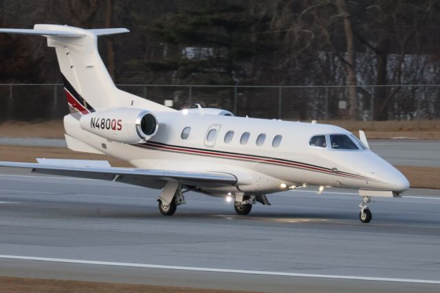 Embraer Phenom 300 (N480QS) - Moments after landing in Burlington. 
