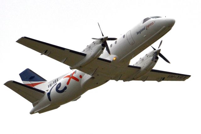 Saab 340 (VH-YRX) - Getting airborne off runway 23. Friday 5th October 2012.