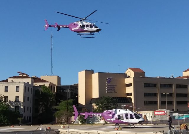 Bell 407 (N472TX) - Flight for Life departing Mother Frances Hospital Tyler, Texas, 04.16.2020.