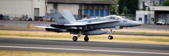 MARINES — - Marine F/A Hornet Landing at Portland International Airport.