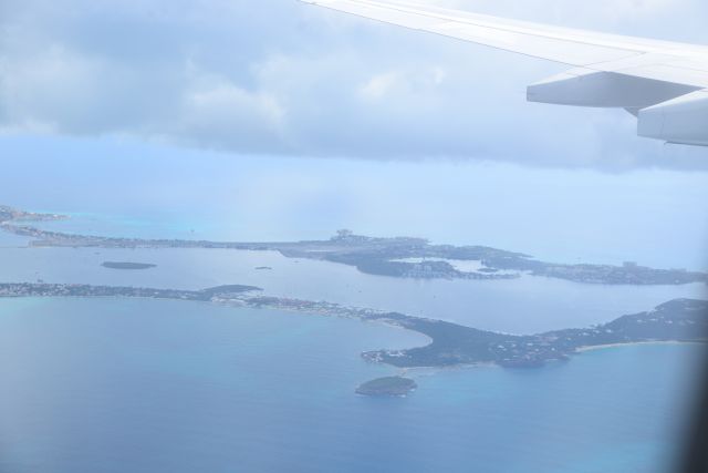 Airbus A340-300 (F-GLZM) - In flight: View over St. Maarten, Maho Beach and Princess Juliana Airport