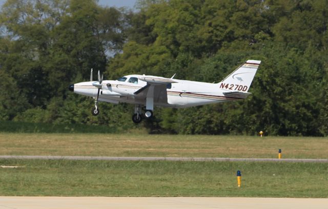 Piper Navajo (N427DD) - A Piper Cheyenne II lifting off Runway 18 at Huntsville Executive Airport, Meridianville, AL, September 10, 2016.