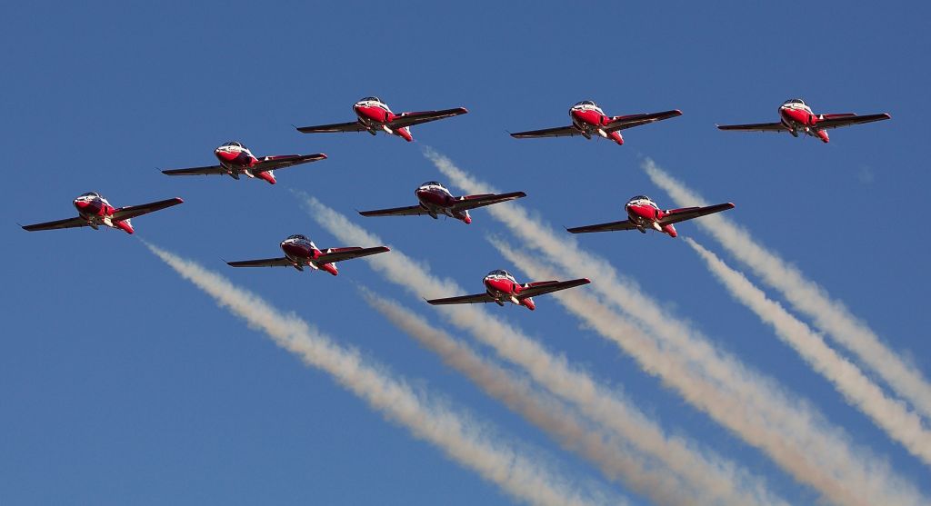 Canadair CL-41 Tutor — - RCAF Snowbirds arriving for the Alliance Fort Worth Airshow 10/09/2018. (Please view in "full" for highest image quality)