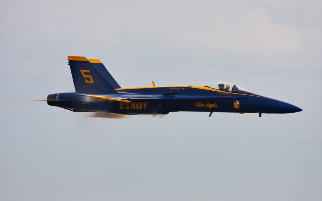 McDonnell Douglas FA-18 Hornet (16-3741) - Blue Angel 5 performs a sneak pass at show center during the 2018 Miramar Air Show.