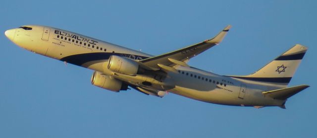 Boeing 737-800 (4X-EKL) - Sunset takeoff to Zurich 