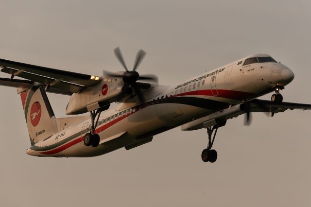 de Havilland Dash 8-400 (S2-AKE) - 2nd September, 2024: Cafe Runway view of flight BG 616 from Chottogram's Shah Amanot on short finals to runway 14 at Dhaka's Zia International Airport. 