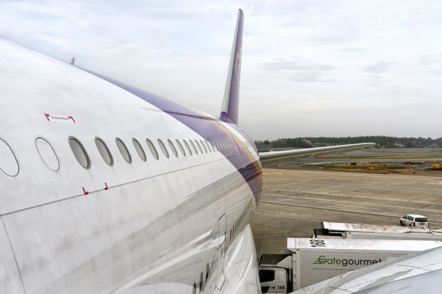 Airbus A380-800 (HS-TUE) - 6th April, 2015: View from the upper deck port side exit upon arrival at Narita from Bangkok.