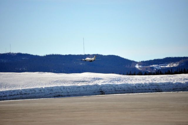 Beechcraft Super King Air 200 (C-GMWR) - Provincial Airways BE 200 S/N BB68 taking off runway 26 Goose Bay, Labrador.