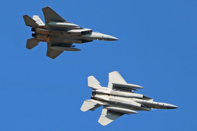 McDonnell Douglas F-15 Eagle (80-0035) - A pair of F-15C Eagle’s from the 122nd Fighter Squadron, 159th Fighter Wing, Louisiana Air National Guard “Louisiana Bayou Militia” arriving on 22 Sept 2017 for AirShow London 2017. Shown here are 80-0035, c/n 688 and 78-0536, c/n 526.