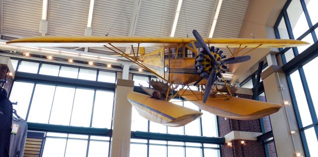 — — - This is a 3/4 scale model of a 1930's Fairchild suspended from the ceiling at the Reno-Sparks Scheels sporting goods store. br /br /In talking with Josh Rimer, from Scheels, it was created in 2013 for display at the store. It is not flyable but is a replica of a style of airplane the family enjoys.br /br /The number on the tail is not a valid tail number but rather the date that Scheels was started.