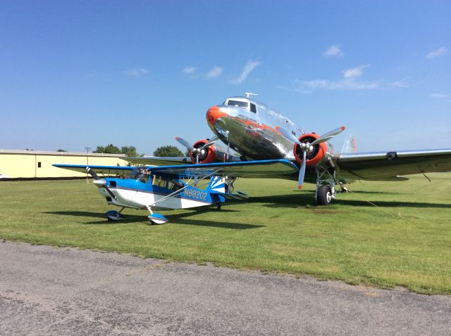 CHAMPION Tri-Traveler (N88202) - Two of my favorite rides! I flew the DC-3 and the Citabria is my airbatic (Citabria backwards) ride!