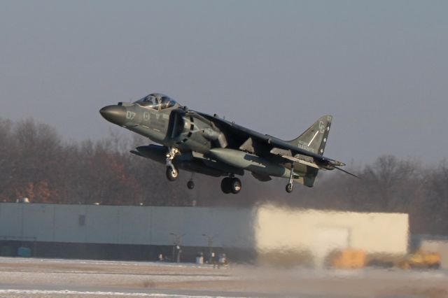 Boeing Harrier (16-5389) - Not as much snow but still an impressive Vertical/Short Takeoff from RWY 25 on 18 Jan 2018.