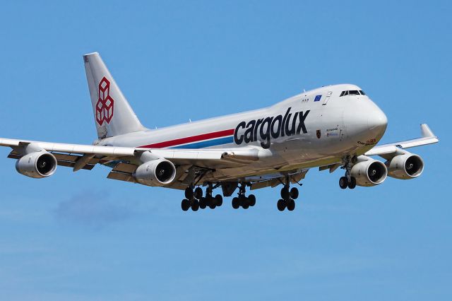 Boeing 747-400 (LX-TCV) - Approaching to Rwy 8 at former Ramey AFB..