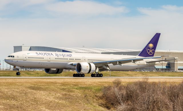 BOEING 777-300 (HZ-AK33) - One of Saudias newest 773s arrives from Jeddah and slows on runway 33L at YYZ