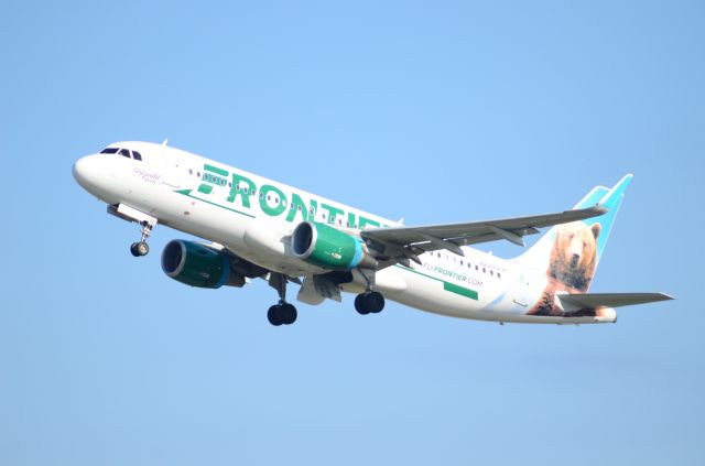 Airbus A320 (N227FR) - Frontier A320 departing off of runway 23L. Frontier has stopped their a319 flights from Denver but From MCO to TYS an A320 has risen in flight.