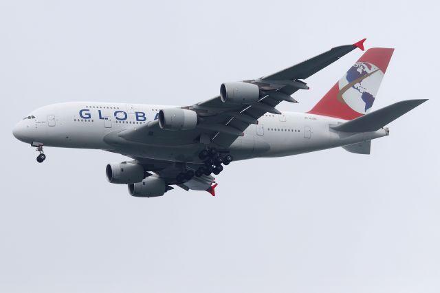 Airbus A380-800 (9H-GLOBL) - Global Airlines, operated by Hi Fly Malta, arriving with the inaugarual flight from Manchester, England (5/21)