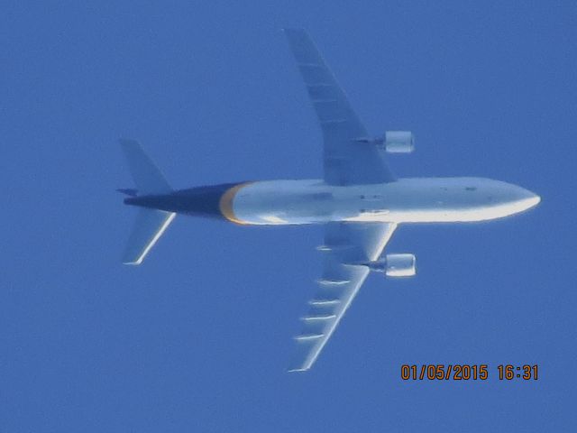 Airbus A300F4-600 (N127UP) - UPS flight 2948 from SDF to OAK over Baxter Springs Kansas (78KS) at 32,000 feet.