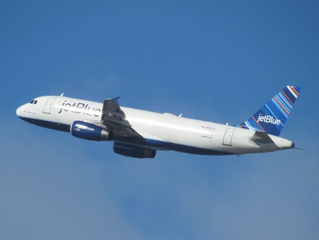 Airbus A320 (N531JL) - Taking off from SAN, seen from Liberty Station. I posted this picture because the light effect on the window line makes this look like an A320F.