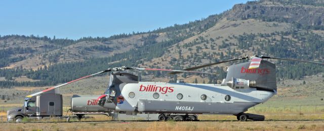 Boeing CH-47 Chinook (N405AJ) - At the Portola Airport near the "Walker Fire"