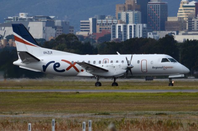 Saab 340 (VH-ZLR) - On taxiway heading for take-off on runway 05. Thursday, 8th May 2014.