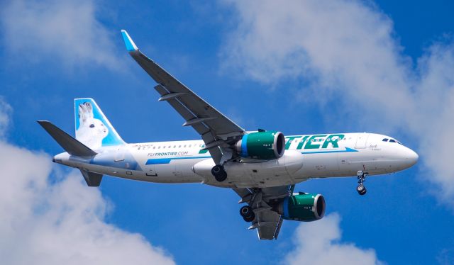 Airbus A320 (N304FR) - Frontiers inaugural service to GSP from DEN.  Also the first time an A320neo visits GSP!