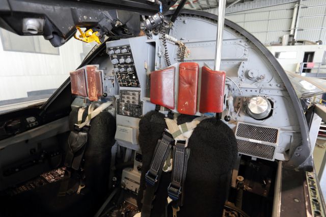 Grumman EF-111 Raven — - HARS, Collection F111. The round silver object to the right of the Captains seat is a Coffee flask, which when empty, on long missions could be put to other uses, of which I will let you use your imagination go to.