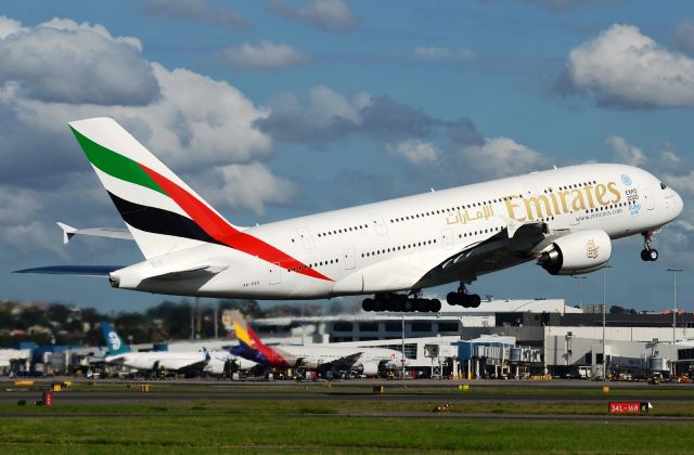 Airbus A380-800 (A6-EEQ) - Emirates Airbus A380-800 taking off at Sydney Airport