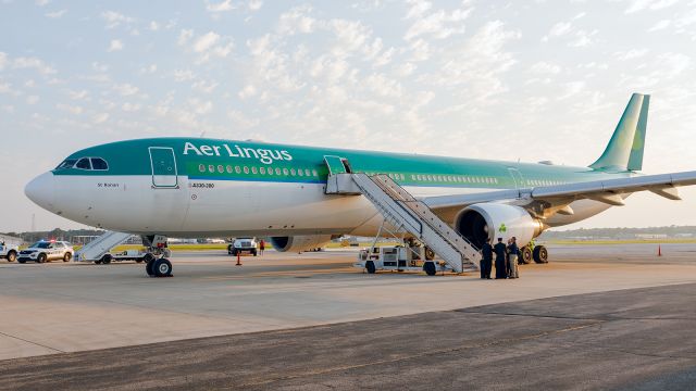 Airbus A330-300 (EI-EAV) - This Aer Lingus A330-300 is waiting for the Notre Dame College Football Team, to board. They will be making the trip to Dublin, Ireland to play against Navy.