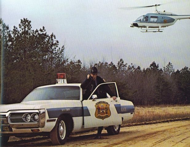 N71SP — - DE State Police 1971 Bell Jet Ranger N71SP and 1972 Plymouth Fury I cruiser