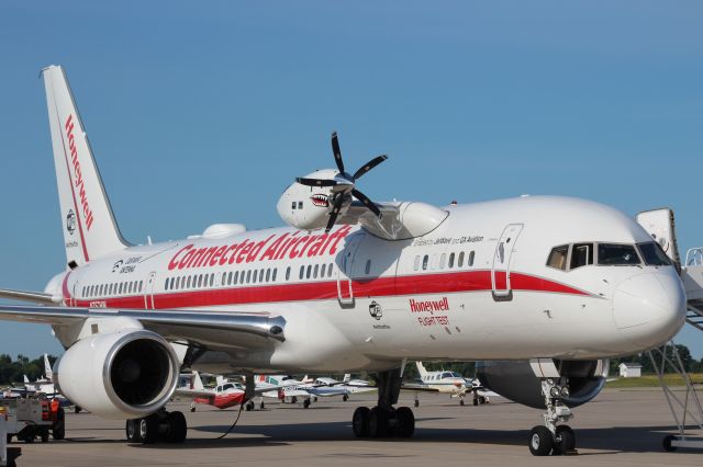 Boeing 757-200 (N767HW) - The Honeywell Boeing 757 Test Platform spending time at Appleton International during Oshkosh 2018