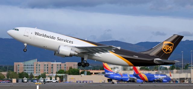 Airbus A300F4-600 (N140UP) - Off 16R at 7:35 AM or so, heading to Ontario, California, for the second of its three visits to KONT in the same day.  (See below)